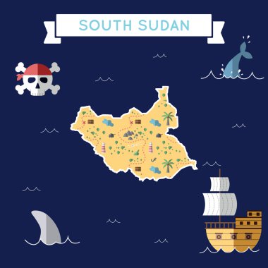 Güney Sudan düz hazine haritası.