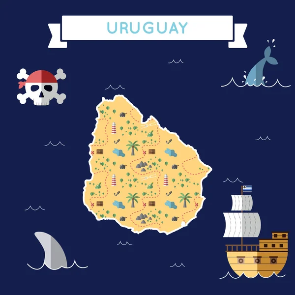 Carte au trésor plat de Uruguay . — Image vectorielle