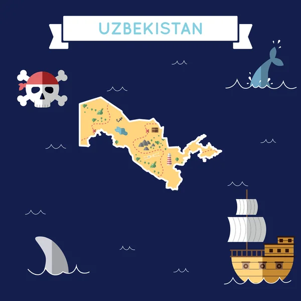 Плоский скарб мапу Узбекистана. — стоковий вектор
