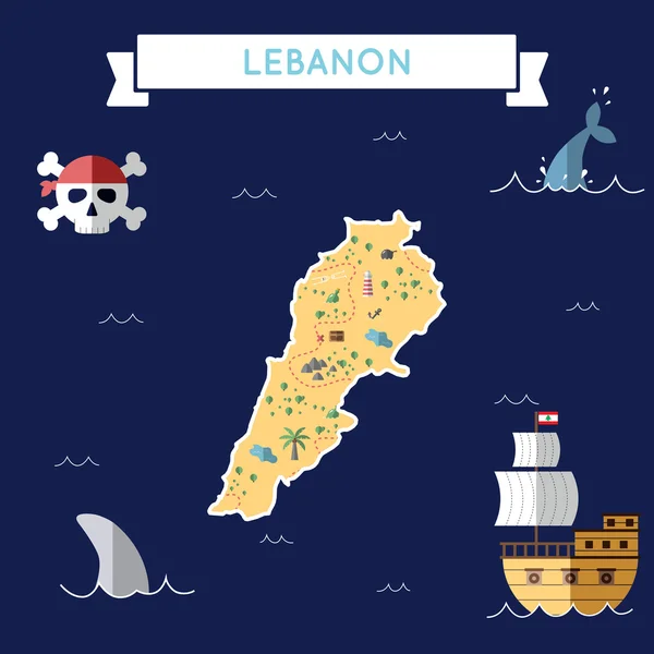 Плоский скарб карту Лівану. — стоковий вектор