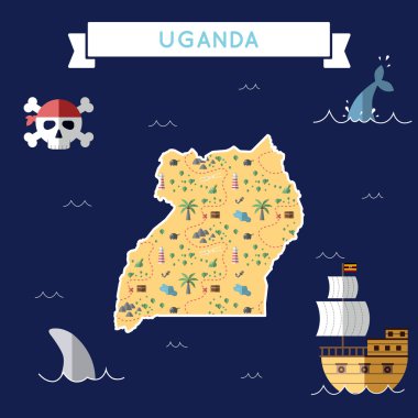 Uganda Haritası düz hazine.