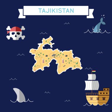 Tacikistan düz hazine haritası.