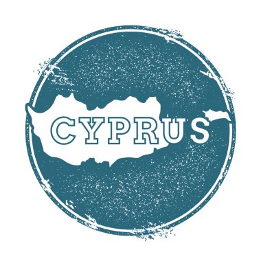 Grunge lastik damga adı ve Kıbrıs, vektör çizim Haritası.