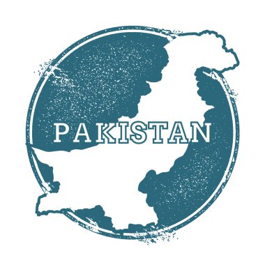Grunge lastik damga adı ve Pakistan, vektör çizim Haritası.