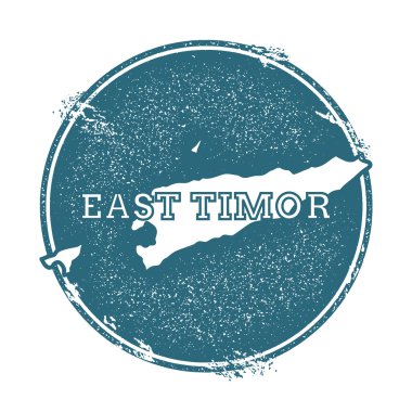 Grunge rubber stamp with name and map of Timor-Leste, vector illustration. clipart