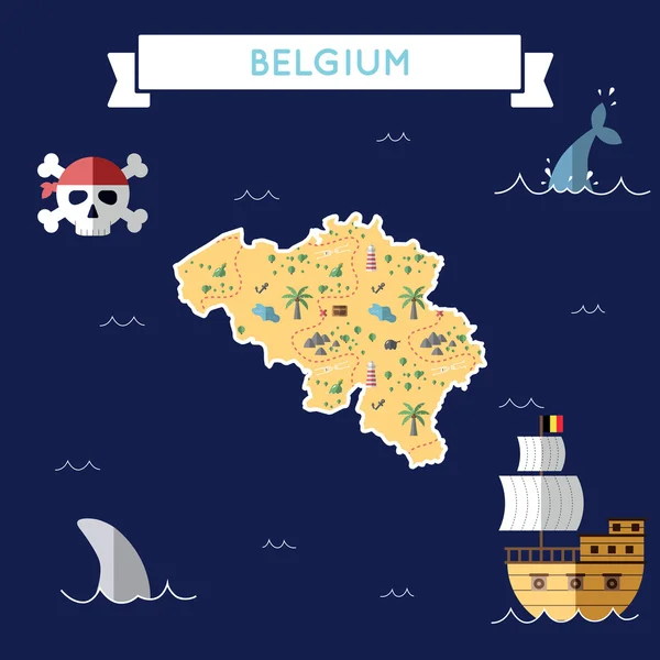 Carte au trésor plat de Belgique . — Image vectorielle