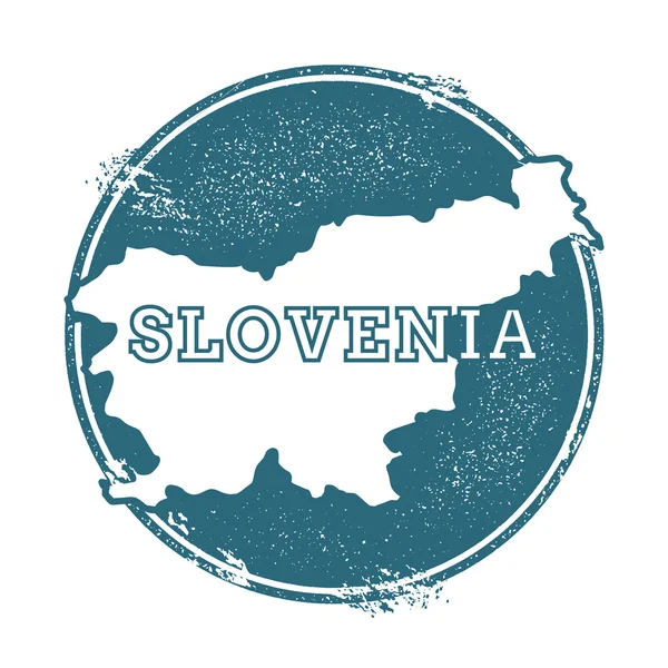 Grunge καουτσούκ σφραγίδα με το όνομα και Χάρτης της Σλοβενίας, εικονογράφηση διάνυσμα. — Διανυσματικό Αρχείο