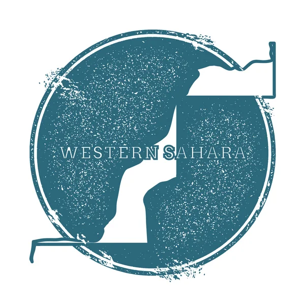 Carimbo de borracha Grunge com nome e mapa de Saara Ocidental, ilustração vetorial . —  Vetores de Stock
