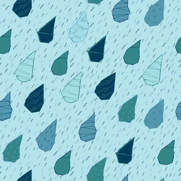 Regentropfen vektorloses Muster. handgezeichnet regnerischen Muster Hintergrund. — Stockvektor