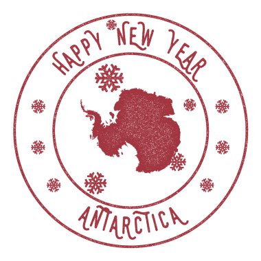 Retro mutlu yeni yıl Antarktika damgası.