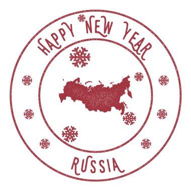 Retro mutlu yeni yıl Rusya Federasyonu damgası.