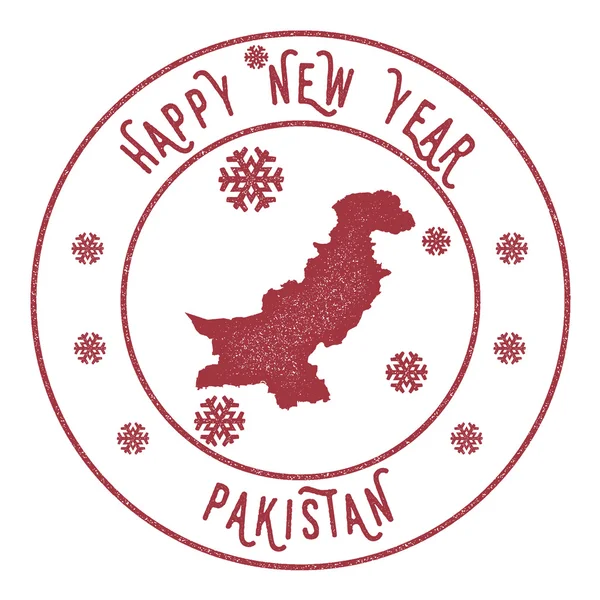 Retro Feliz Año Nuevo Pakistán Sello . — Vector de stock