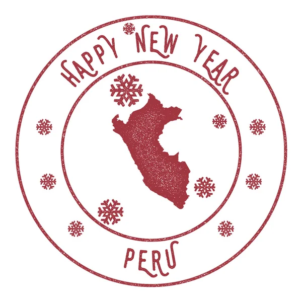 Retro Feliz Año Nuevo Perú Sello . — Vector de stock