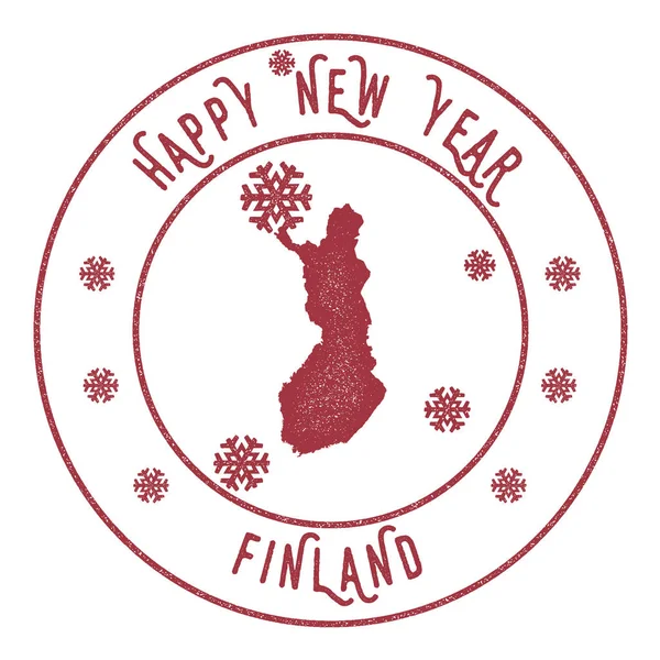 Retro Feliz Año Nuevo Finlandia Sello . — Vector de stock