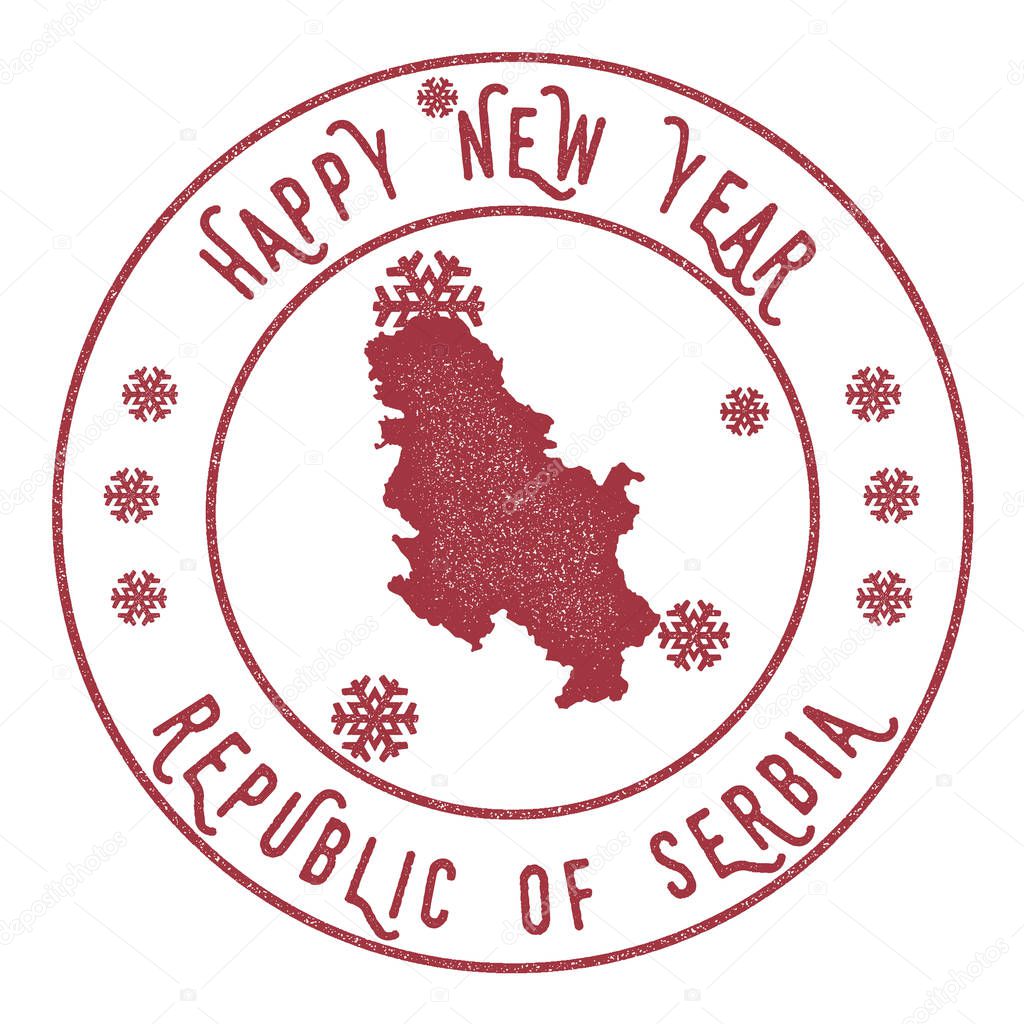 Retro Happy New Year Serbia Stamp.