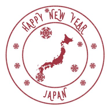Retro mutlu yeni yıl Japonya damgası.