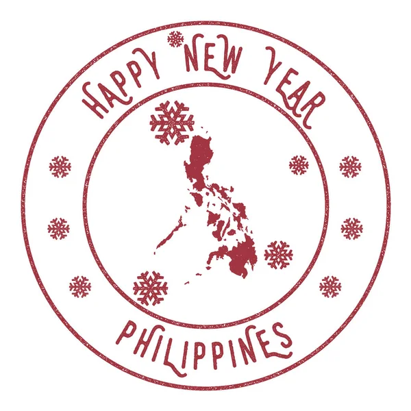 Retro Happy New Year Philippines Stamp. — Stock Vector