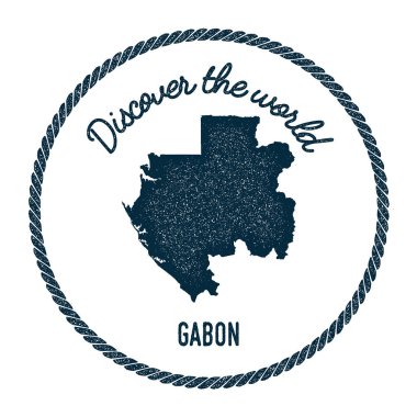 Vintage keşfetmek dünya lastik damgası ile Gabon Haritası.