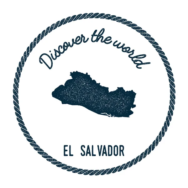 Vintage descubre el sello de goma del mundo con El Salvador mapa . — Vector de stock