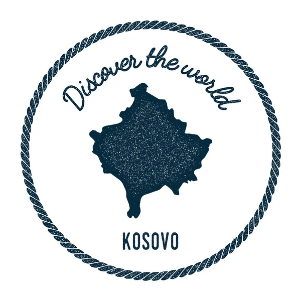 Vintage descubre el sello de goma del mundo con Kosovo mapa . — Vector de stock