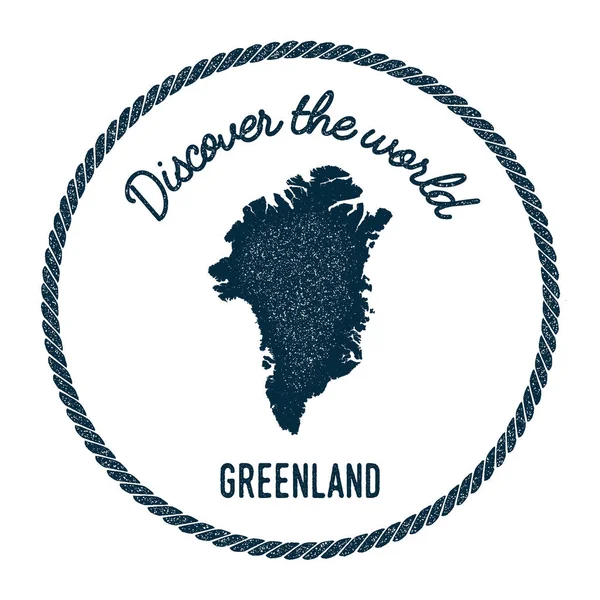 Vintage descubre el sello de goma del mundo con mapa de Groenlandia . — Vector de stock