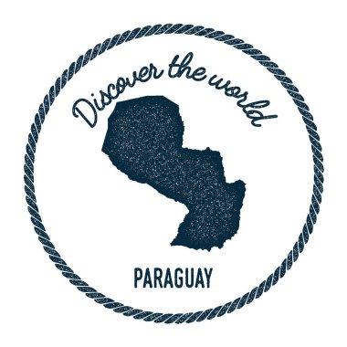 Vintage keşfetmek dünya lastik damgası ile Paraguay Haritası.