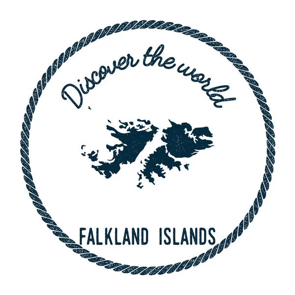 Vintage descubre el sello de goma del mundo con Islas Malvinas% 28Malvinas% 29 mapa . — Vector de stock