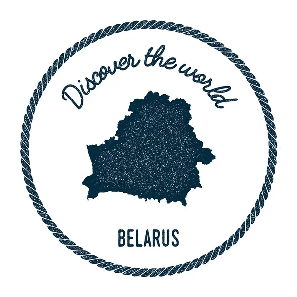 Вінтаж відкрийте для себе світ штампом з мапу Білорусі. — стоковий вектор