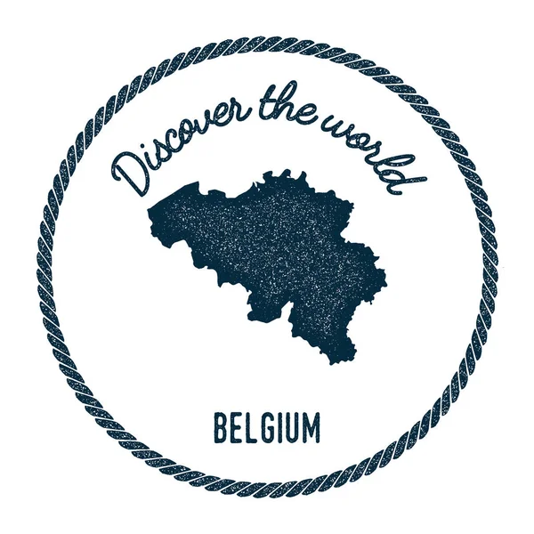Vintage descobrir o carimbo de borracha do mundo com Bélgica mapa . — Vetor de Stock