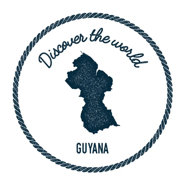 Vintage descubre el sello de goma del mundo con Guyana mapa . — Vector de stock