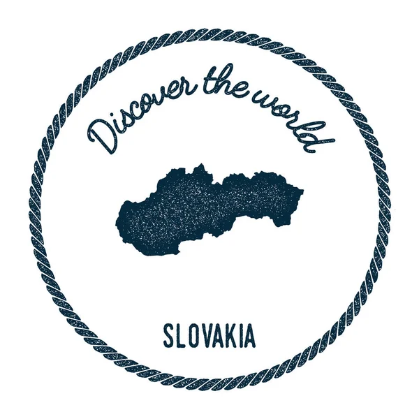 Вінтаж відкрийте для себе світ штампом з картою Словаччини. — стоковий вектор