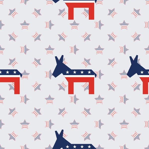 Broken donkeys seamless pattern on american stars background. — Stock Vector