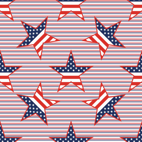 Патриотические звезды США бесшовный узор на фоне красной и синей диагонали полосы
.