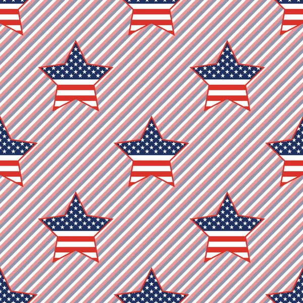 USA patriotyczne gwiazdek wzór na tle czerwono-niebieskie pasy. — Wektor stockowy