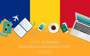 Romanya kavramı web banner veya baskı malzemeleri için ziyaret edin.