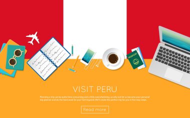 Peru kavramı web banner veya baskı malzemeleri için ziyaret edin.