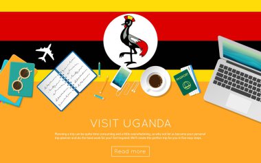 Uganda kavramı web banner veya baskı malzemeleri için ziyaret edin.