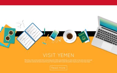 Yemen kavramı web banner veya baskı malzemeleri için ziyaret edin.