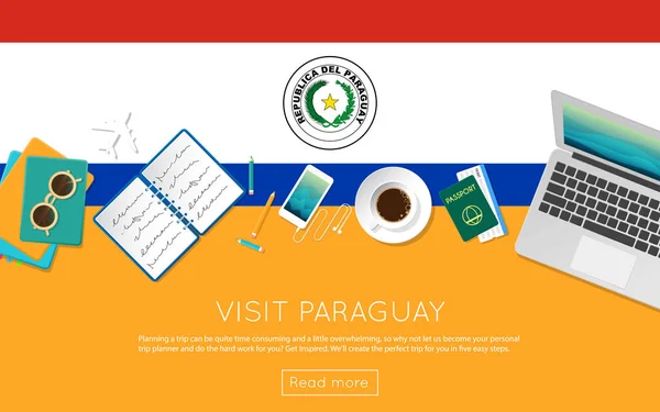 Visitez le concept Paraguay pour votre bannière web ou vos documents imprimés . — Image vectorielle