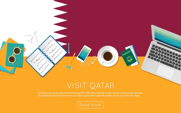 Besuchen Sie qatar concept für Ihre Web-Banner oder Druckmaterialien. — Stockvektor