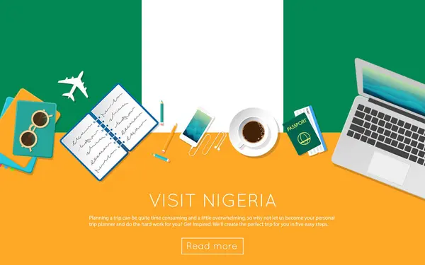 Látogasson el a Nigéria koncepció a webes reklámcsík vagy nyomtatási anyagok. — Stock Vector