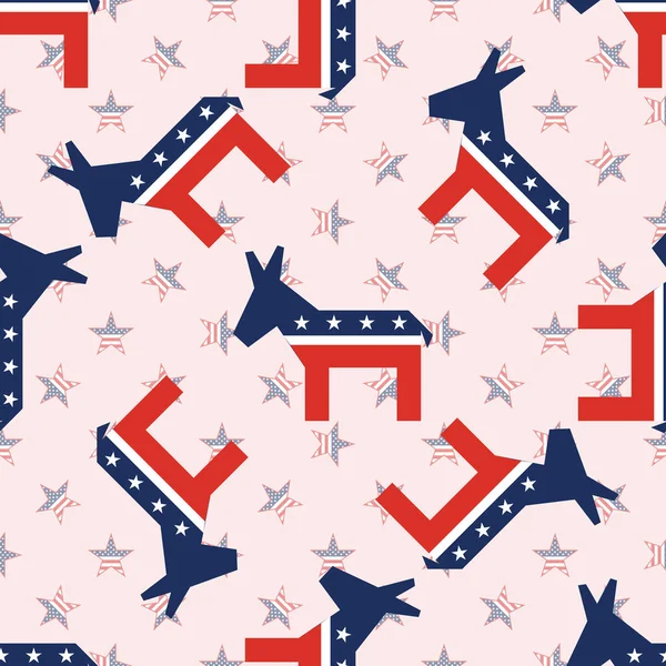 Broken donkeys seamless pattern on national stars background. — Stock Vector