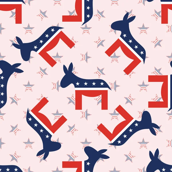 Donkeys seamless pattern on national stars background. — Stock Vector