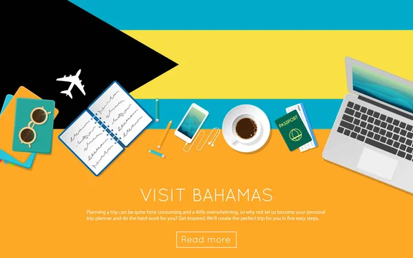 Visite el concepto de Bahamas para obtener su banner web o materiales impresos. — Archivo Imágenes Vectoriales