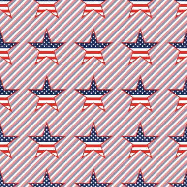 Bize vatansever yıldız çizgili kırmızı ve mavi zemin üzerine Dikişsiz desen.