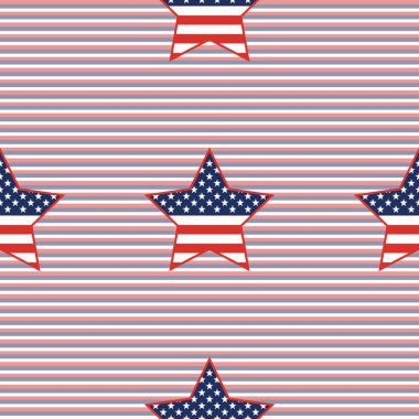 Arka plan ABD vatansever yıldız seamless modeli üzerinde kırmızı ve mavi çapraz çizgili.