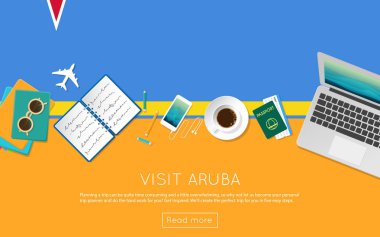 Aruba kavramı web banner veya baskı malzemeleri için ziyaret edin.