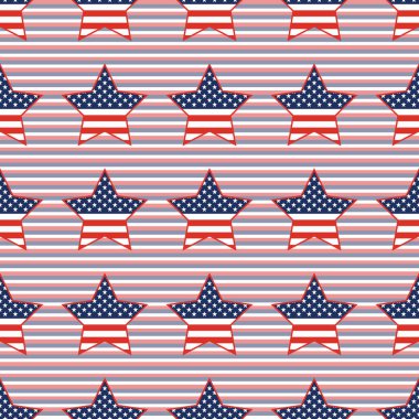 Arka plan ABD vatansever yıldız seamless modeli üzerinde kırmızı ve mavi çapraz çizgili.