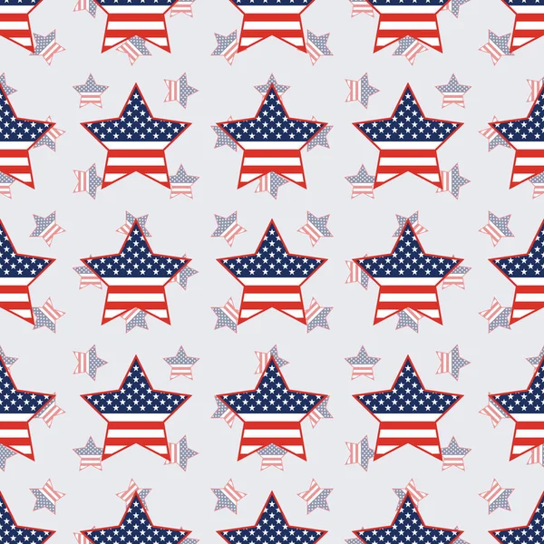 USA patriotische Sterne nahtloses Muster auf amerikanischem Sternenhintergrund. — Stockvektor