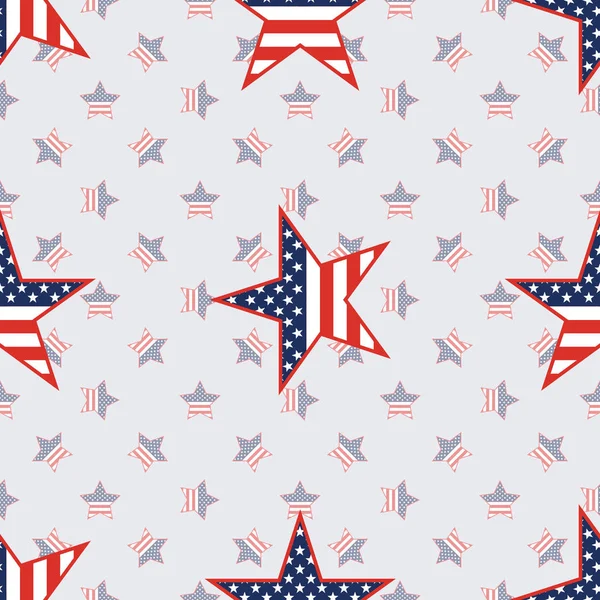 Oss patriotiska stjärnor sömlösa mönster på amerikanska stjärnor bakgrund. — Stock vektor